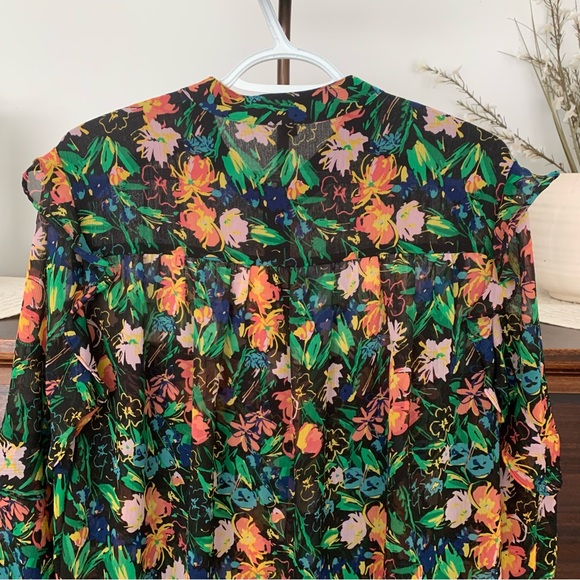 Ted Baker Carita Multi-Colour Floral Ruffle Sleeve Blouse, Size 12 - Picture 11 of 16